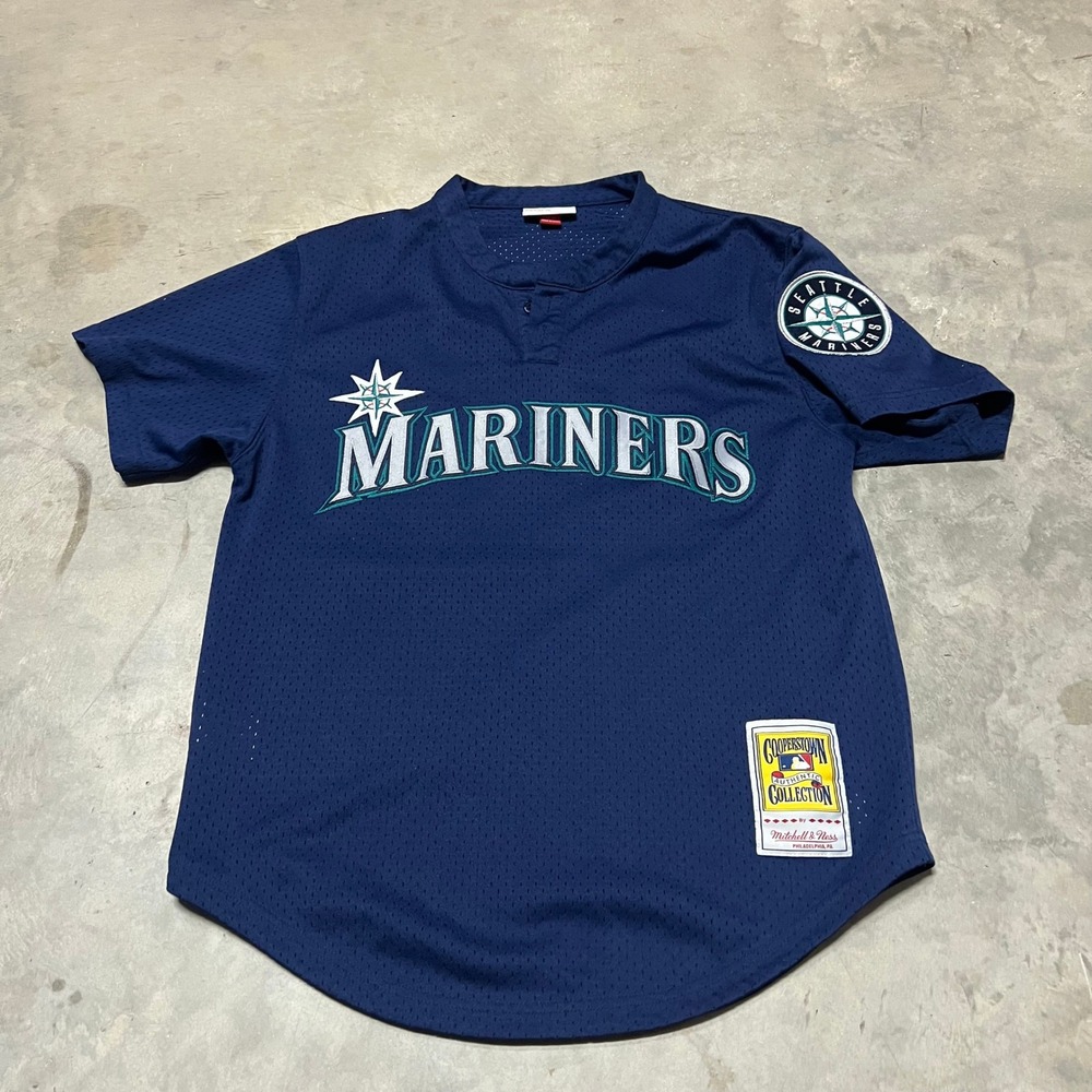 Mitchell & Ness Seattle Mariners Ken Griffey Jr 24 BP Jersey Navy Blue SZ Medium